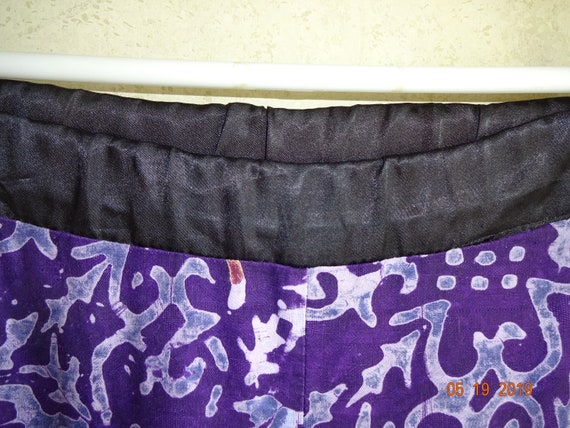 2 Piece Vintage Purple White Batik Pants Top 1980… - image 6