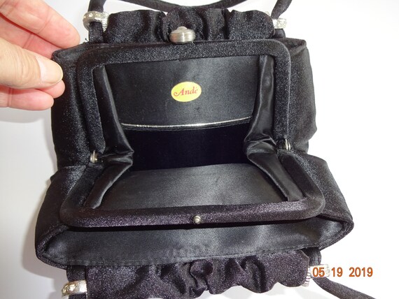 Small Vintage Ande Ande' Purse Black Evening Bag … - image 6