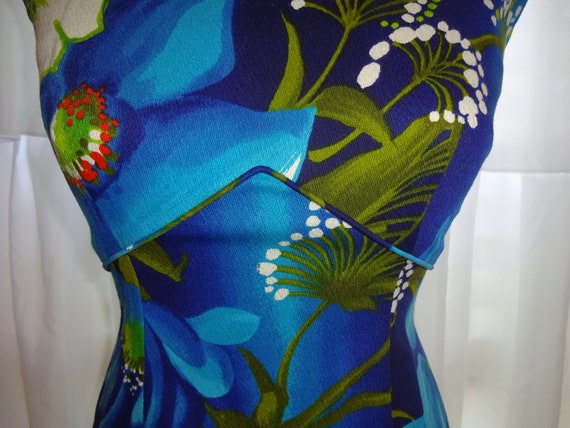 Vintage Royal Hawaiian Barkcloth Maxi Dress XS S … - image 3