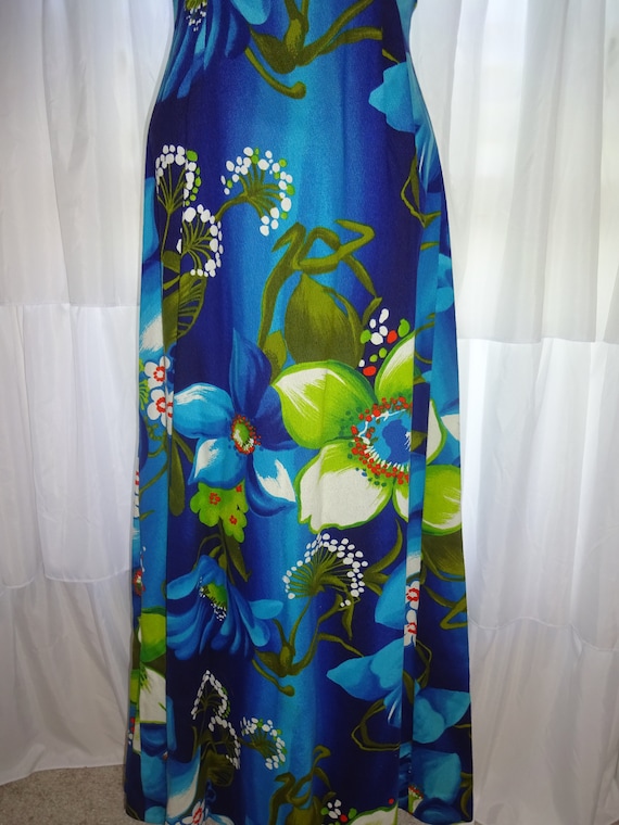Vintage Royal Hawaiian Barkcloth Maxi Dress XS S … - image 4