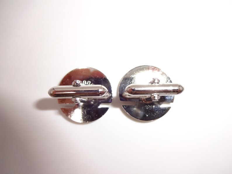 Vintage Mens Swank Cufflinks Cuff Links Round Silver Tone Marked