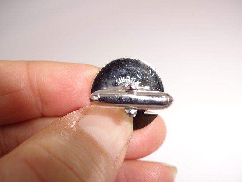 Vintage Mens Swank Cufflinks Cuff Links Round Silver Tone Marked