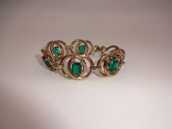 Vintage REJA Emerald Green Rhinestones and Gold T… - image 9