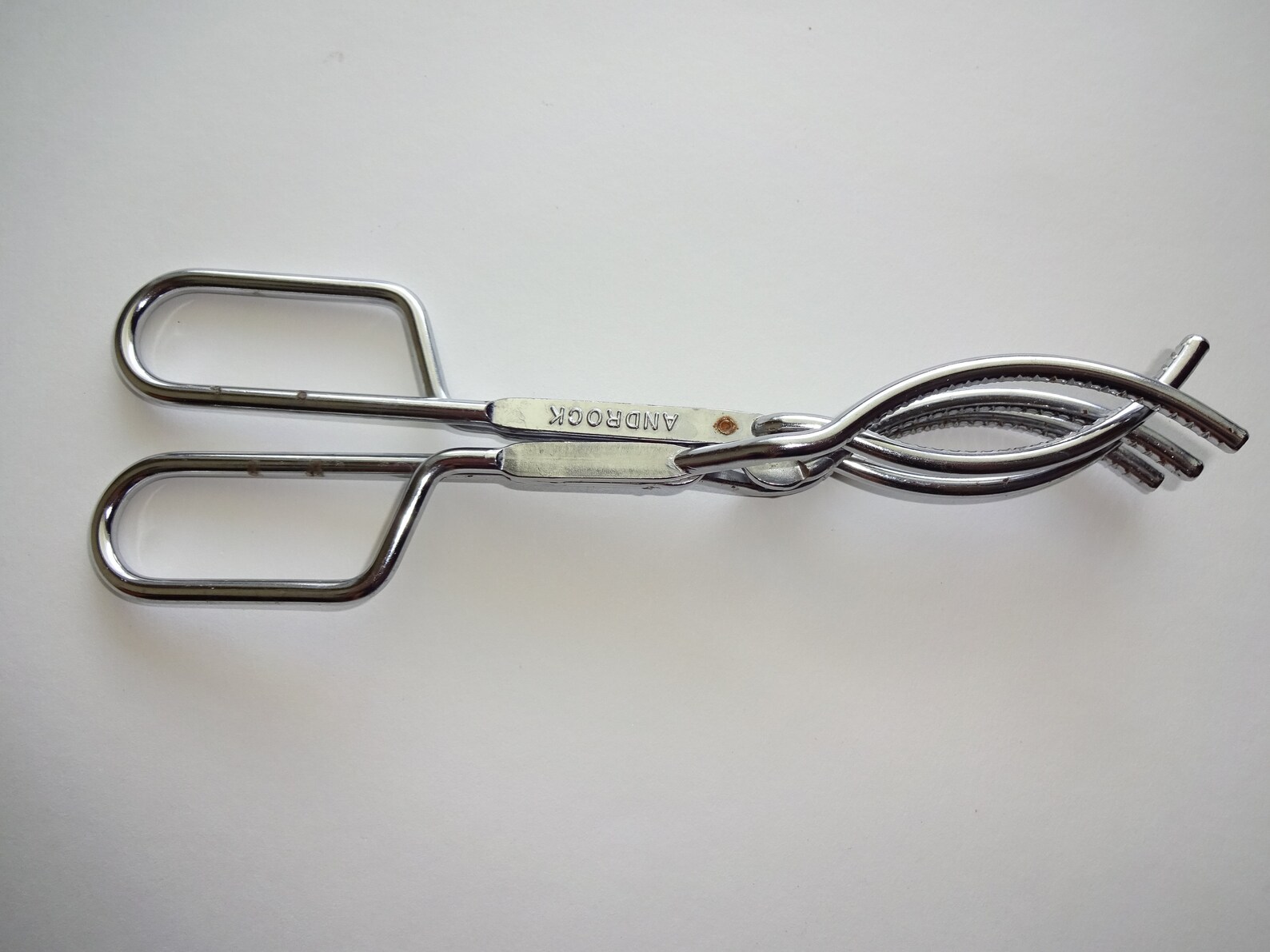 Vintage Androck Curved Fork Tongs Silver Tone Serving Meat Etsy