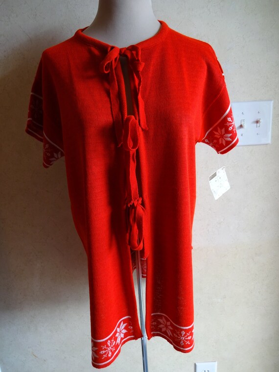 Vintage Womens Sweater 1970s Red Sherry Gale Abra… - image 1