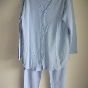 Vintage Victoria's Secret Blå Våffelvävda Långkalsonger Pyjamas S Set Topp Nederdelar