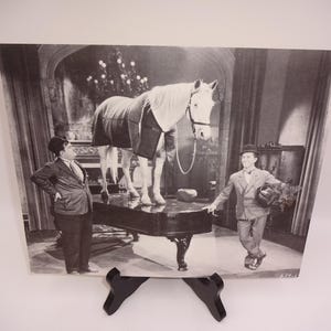 Vintage Stan Laurel Oliver Hardy Horse 1929 Movie Wrong Again Print Photo 10&quot; x 8&quot;