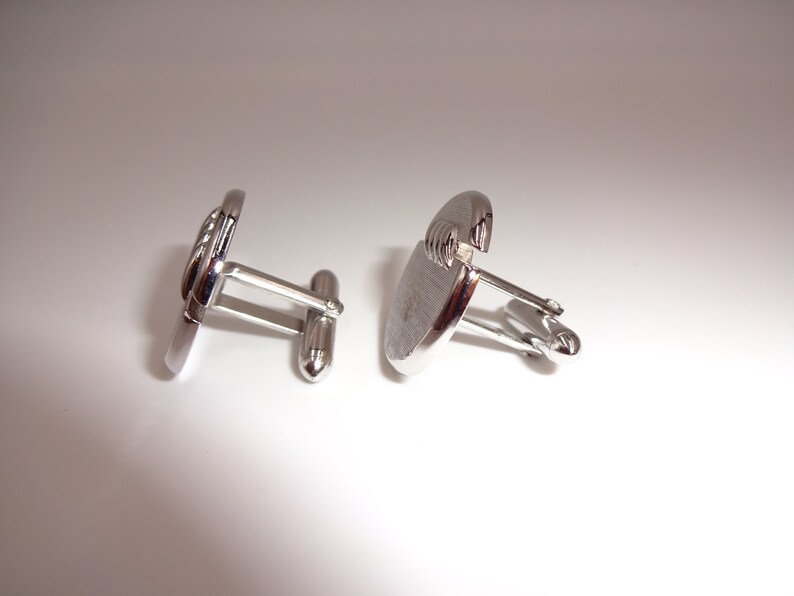 Vintage Mens Swank Cufflinks Cuff Links Round Silver Tone Marked