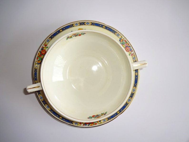 Vintage Grindley Ivory Soup Bowl & Saucer Bouillon Cup Blue Etsy