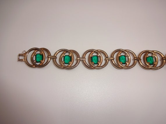 Vintage REJA Emerald Green Rhinestones and Gold T… - image 7