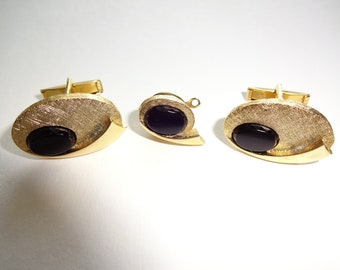 Boutons De Manchette Vintage Femme | Dorés Et Verts, Sans Marque