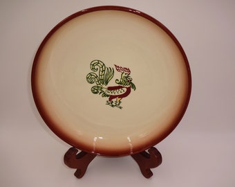 Vintage 1940s 1950s Tan Brown Brock Chanticleer Large Salad Vegetable Serving Bowl Rooster USA