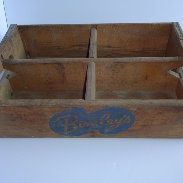Vintage Wooden Bireley's Bireleys Soda Crate Wood Box Four Sections Los Angeles CA