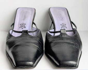 Vintage Borsalino Women's Heeled Mules, Italy, Size 36 Leather, 1990s