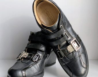 Cesare Paciotti Vintage Luxury Black Leather Women's Shoes, EU 37, Made in Italy