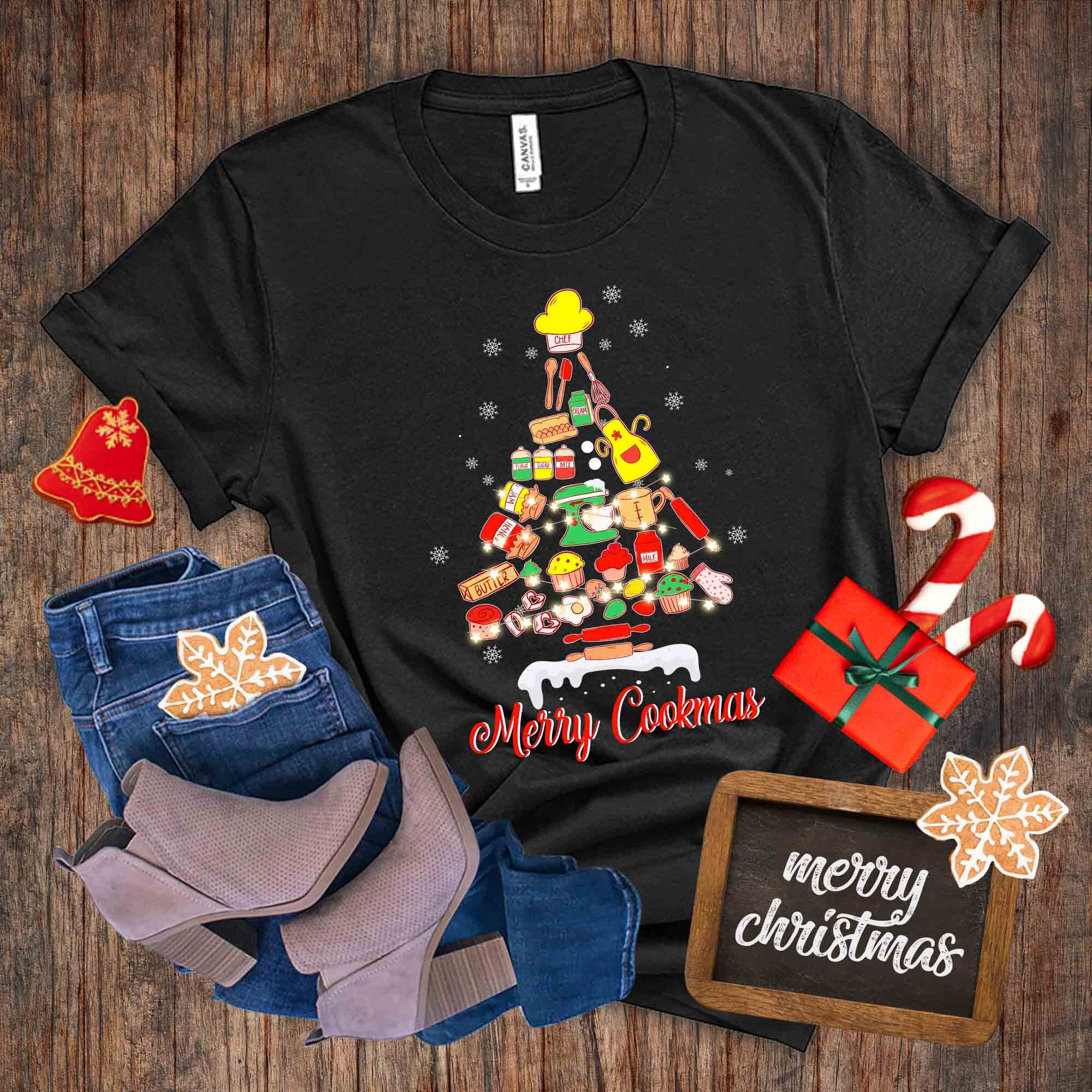 Discover Merry Cookmas Shirt, Funny Chef Christmas Shirt, Lunch Lady Shirt