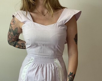 Robe d'été en coton lilas des années 30 40 avec boléro taille XS petite