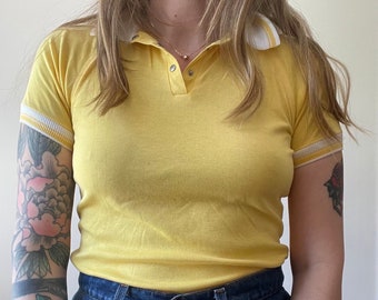 1980s 80s polo amarillo xs raya