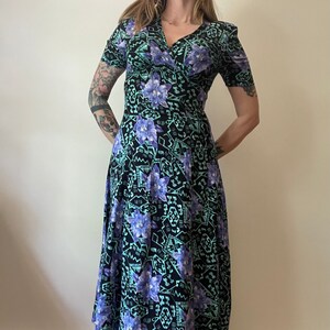 1990s 90s southwestern floral wrap top midi dress