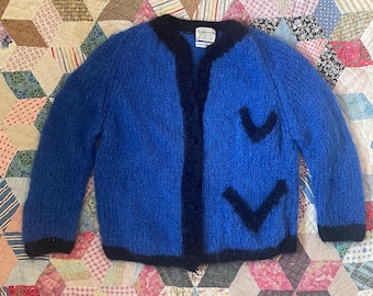 1950s 50s Blairmoor Italian knit mohair cardigan sweater with pockets 38