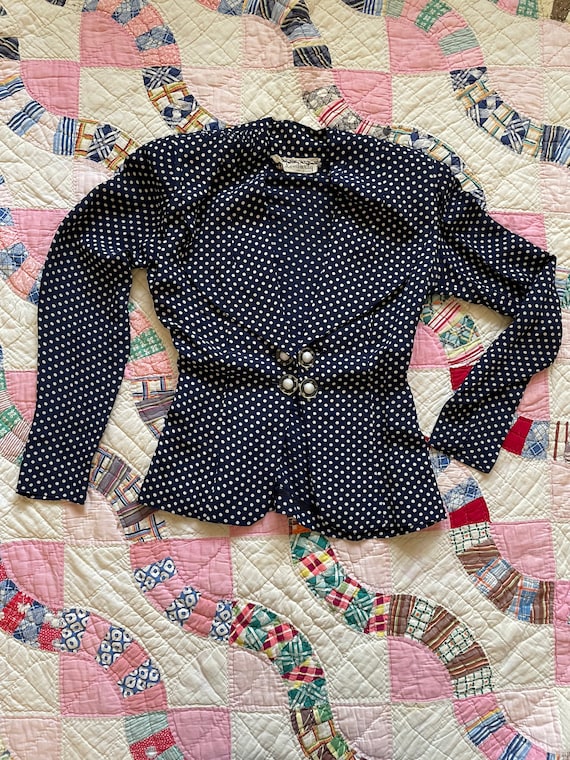 1930s polka dot dress jacket XXS XS - image 8