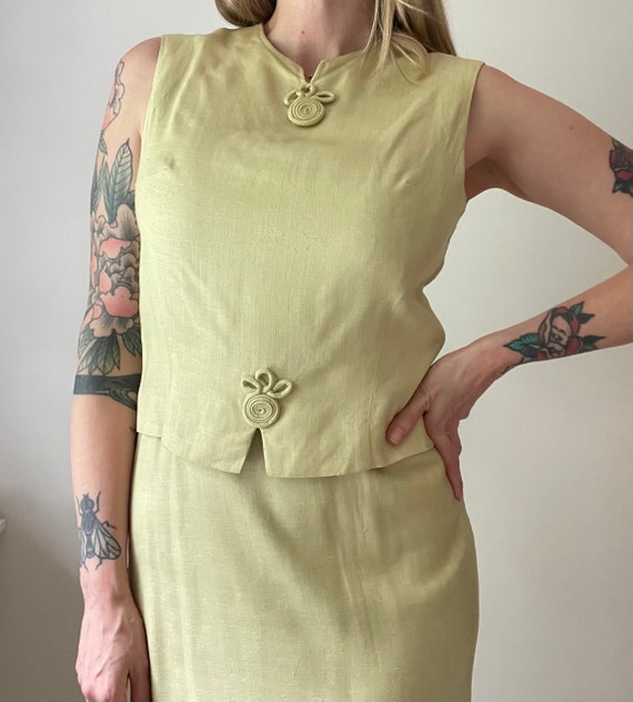 1960s Best & Co New York linen pale green dress - image 2