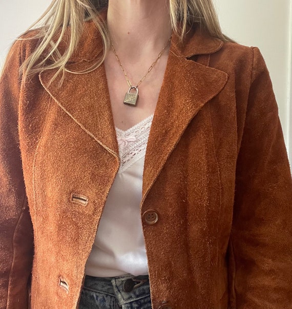 1970s 60s caramel suede leather jacket blazer smal