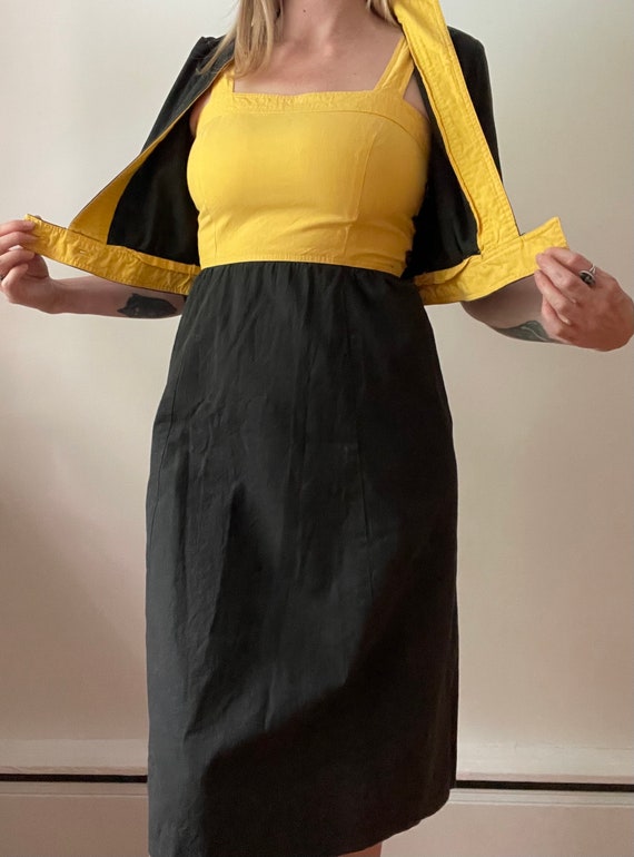 80s Non Stop black and yellow cotton dress - image 2