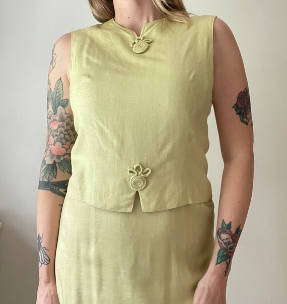 1960s Best & Co New York linen pale green dress - image 3