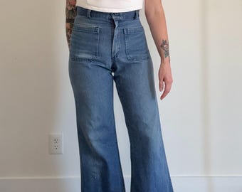 1970s 70s naval dungaree jeans 29 x 33