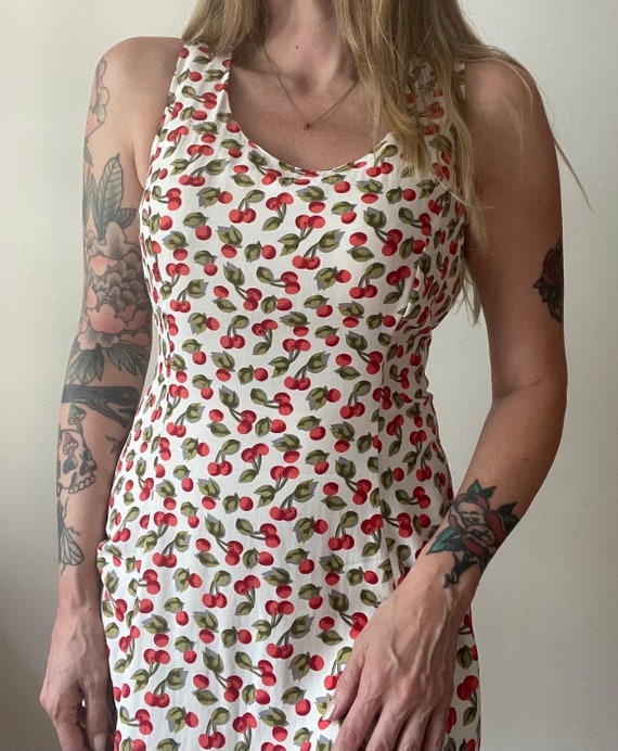 1990s 90s cherry print  floral mini dress 32 waist