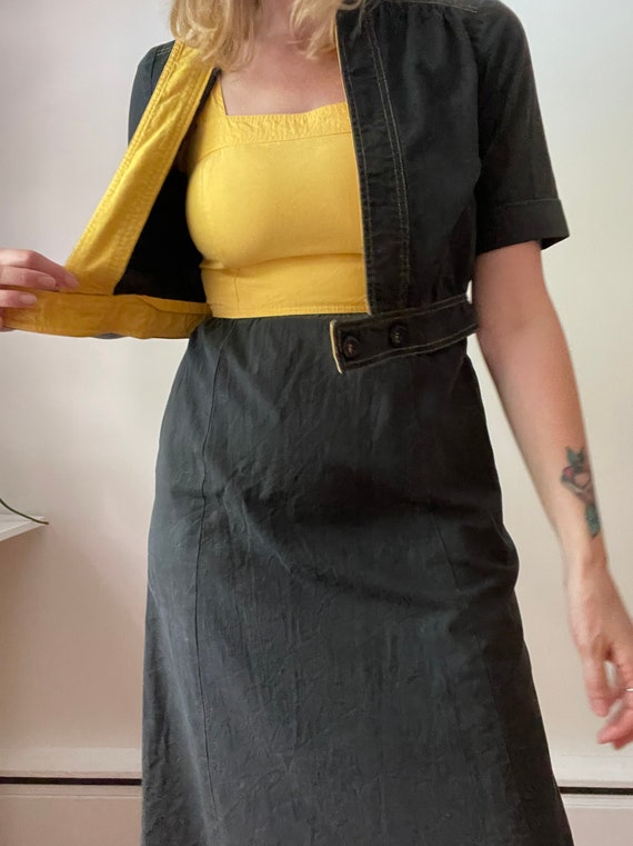 80s Non Stop black and yellow cotton dress - image 7