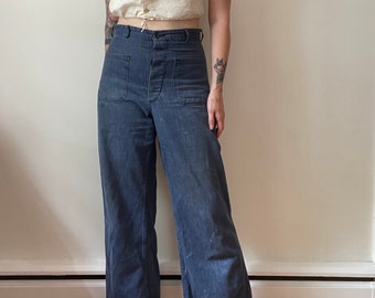 1940s 50s naval dungaree jeans with selvedge 29 30 x 29