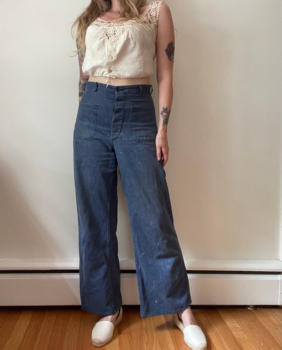 1940s 50s naval dungaree jeans with selvedge 29 30