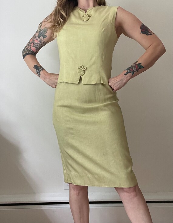 1960s Best & Co New York linen pale green dress - image 4