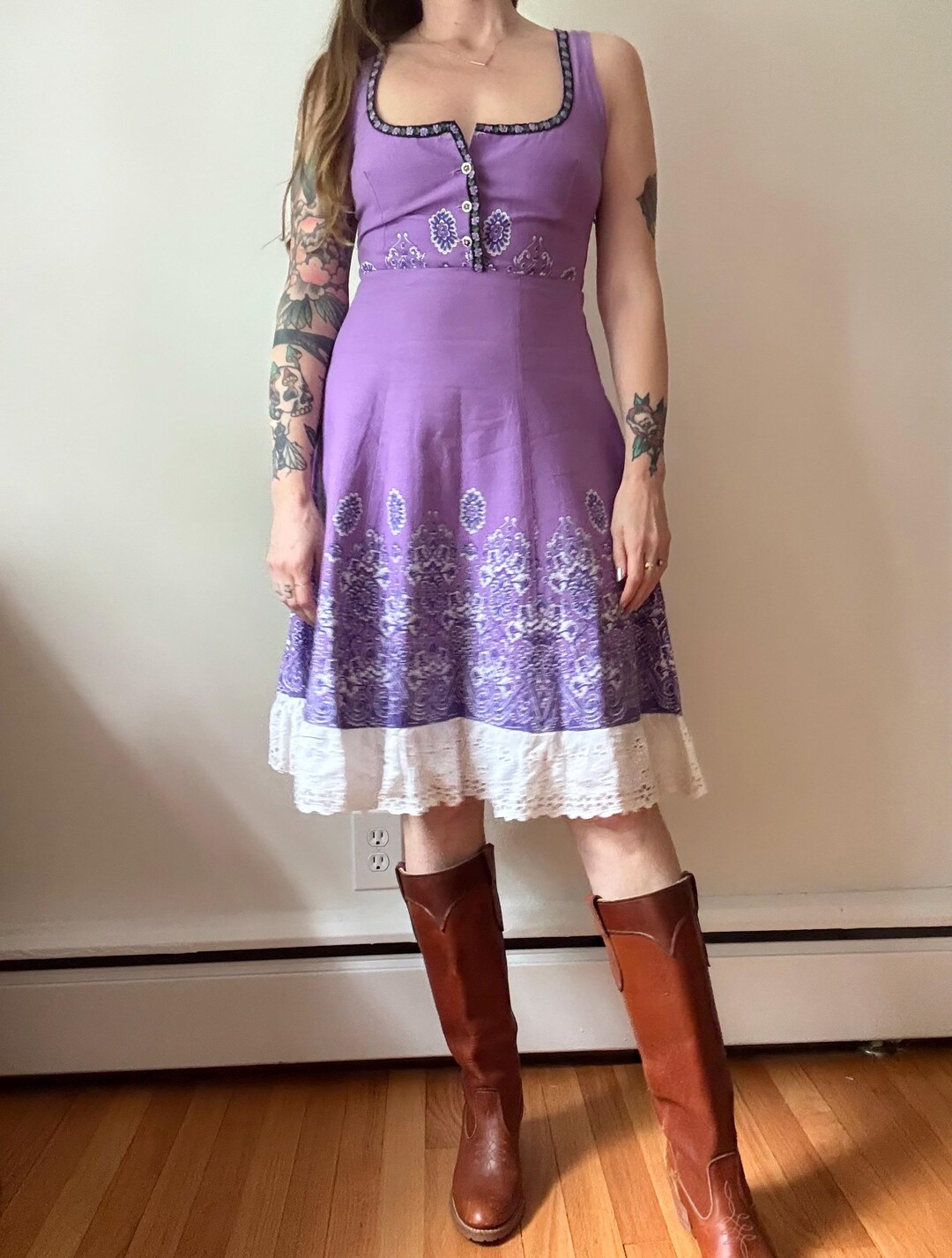 Short Sixty Dress Blue Paisley Print