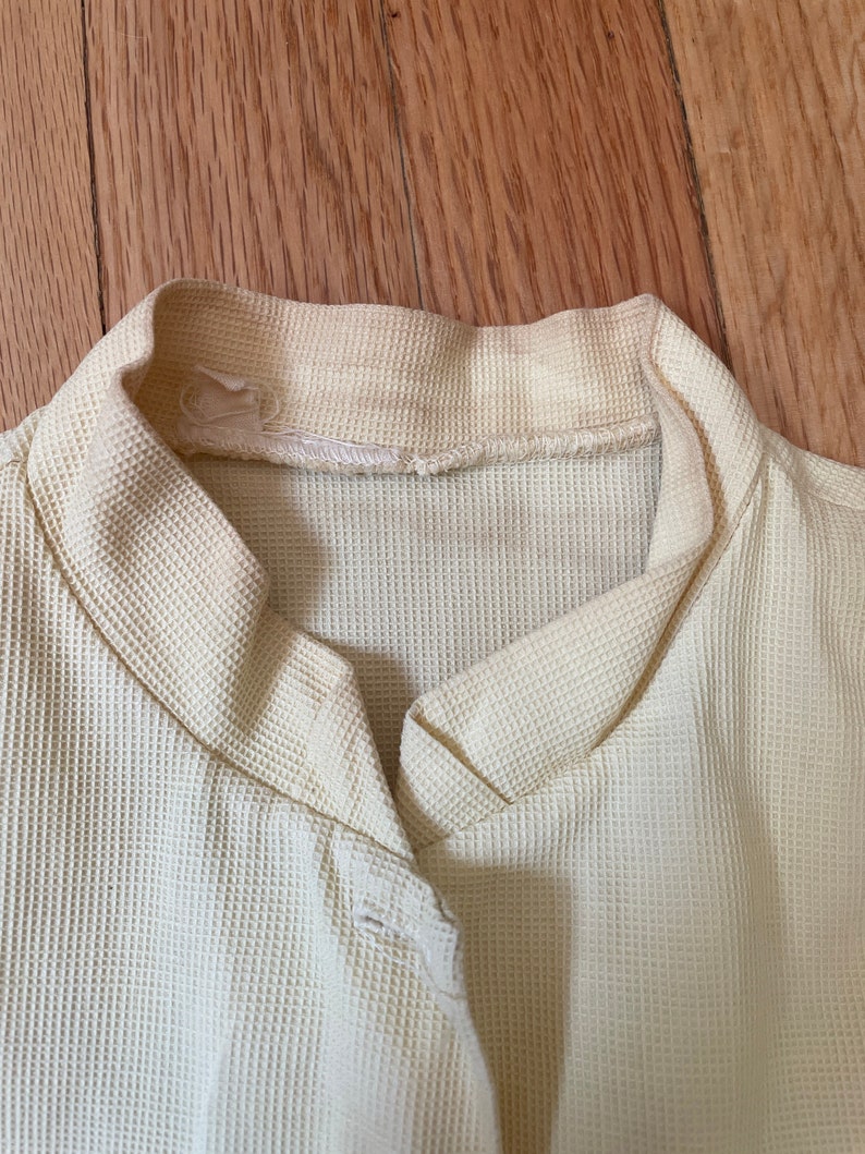 1940s 30s pastel yellow waffle cotton blouse small extra small image 6