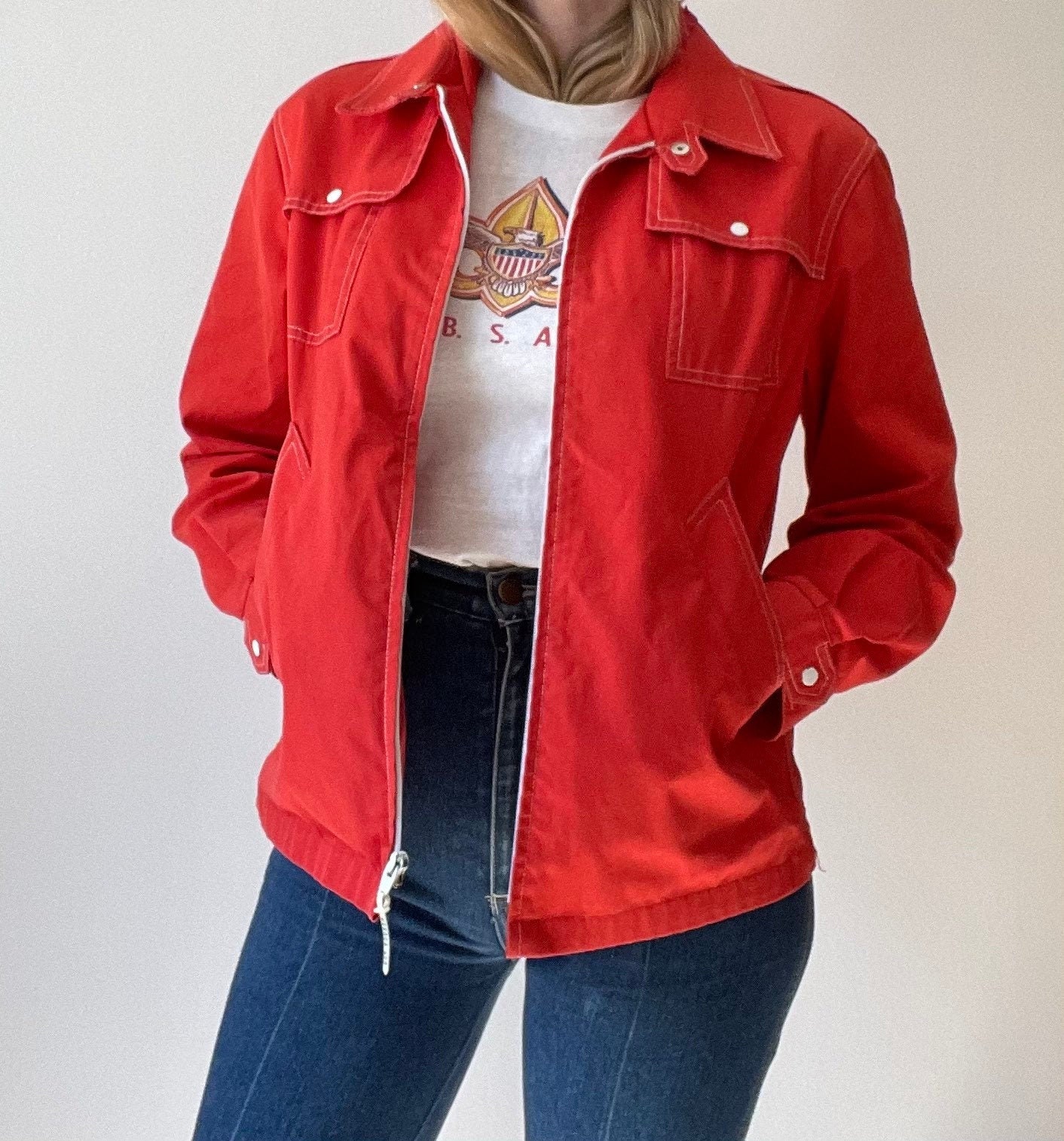 Red Windbreaker - Etsy