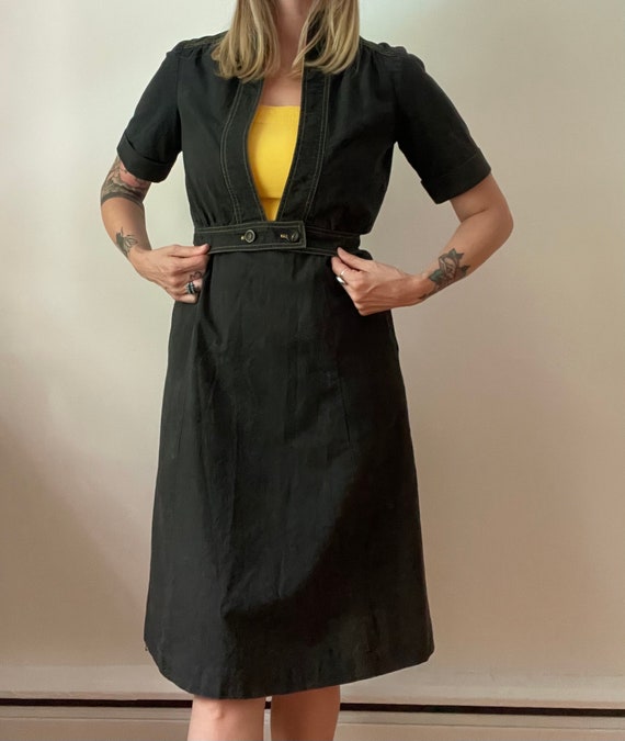 80s Non Stop black and yellow cotton dress - image 4