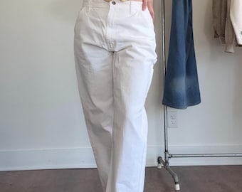 1980s white painter pants utilty carpenter workwear jeans 34 x 30 80s