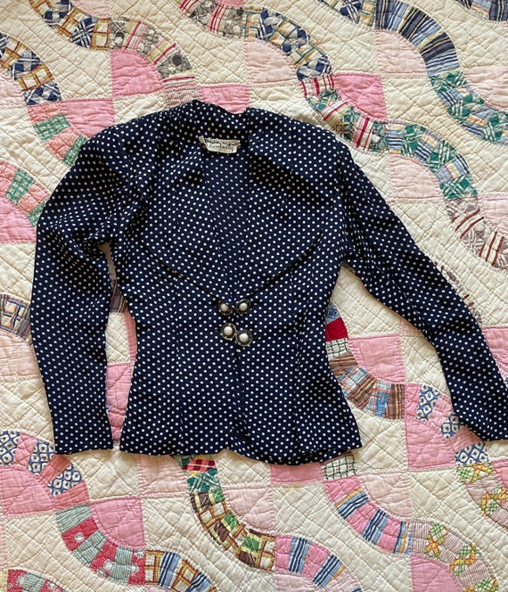 1930s polka dot dress jacket XXS XS - image 7