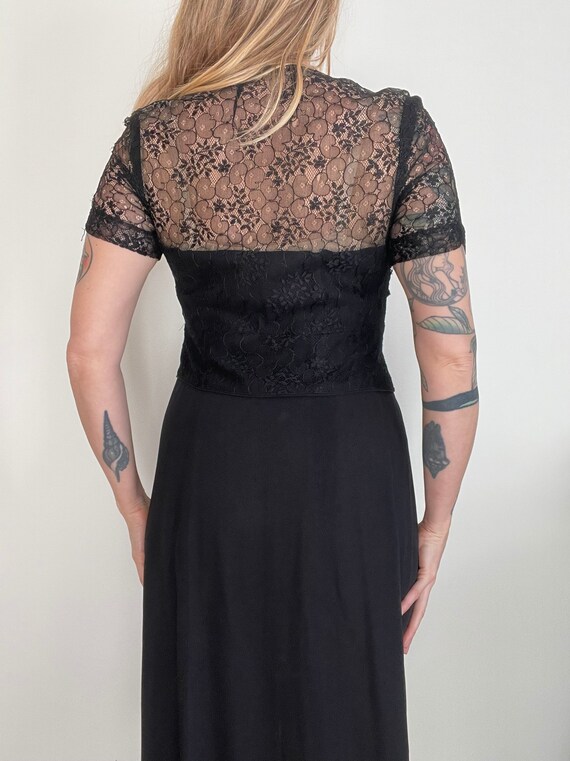 1930s black dress with lace and bows size small 3… - image 6