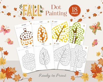 Fall Dot Painting: Autumn Fine Motor Printables for Kids (PDF)