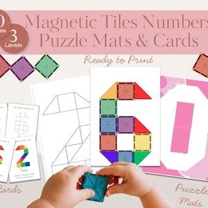 Magnetiska plattor, siffror, pusselmattor och kort – Montessori finmotorikaktivitet för förskola, hemundervisning i matematik, resurs för hemundervisning