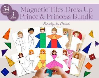 Magnetic Tiles Dress Up Puzzle: Prince and Princess Shape Matching (PDF Pattern)
