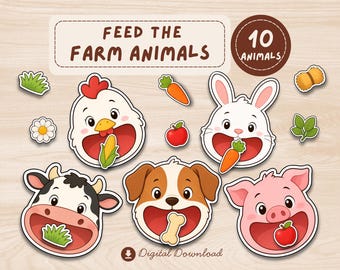Feed the Farm Animals Activity for Preschool Curriculum | Printable PDF | Fine Motor Matching Game | Homeschool Toddler & Pre K Learning