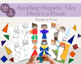 Magnetic Tiles Dress Up Game: Tangram Puzzle, Math Shape Activity (PDF 66 Pages)