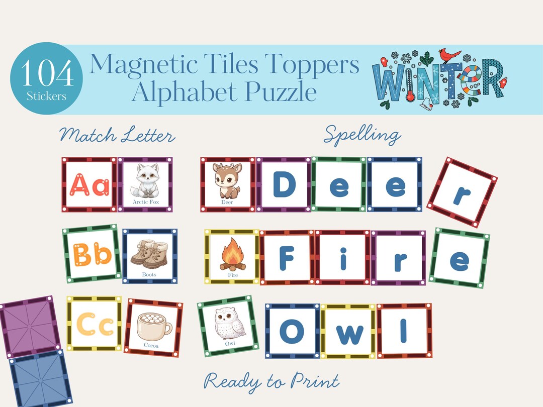 Magnetic Tiles Alphabet Toppers | Winter ABC Puzzle | Montessori ...