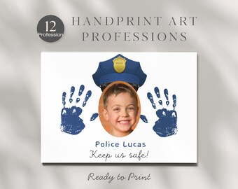 Watercolor Handprint Art: 12 Professions Kids Craft (Digital Download)