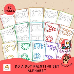 Educational Dot Alphabet Activity Set for Toddlers and Preschoolers, Dot Maker Coloring Pages, Dot Sticker Activity, Fine Motor Skills